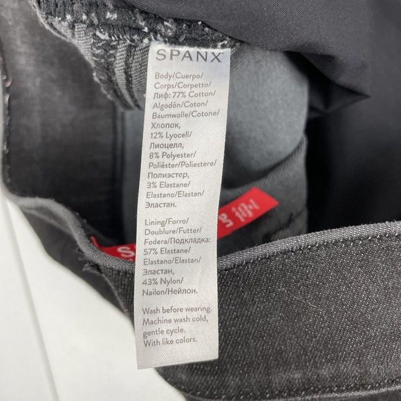 Spanx Jegging Women's Size Large Black Distressed Raw Hem Performance Stretch - Picture 7 of 13